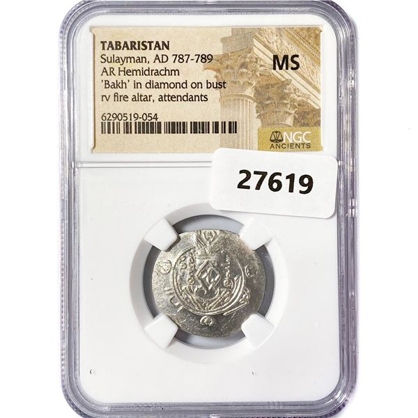AD 787-789 Tabaristan AR Hemidrachm NGC MS
