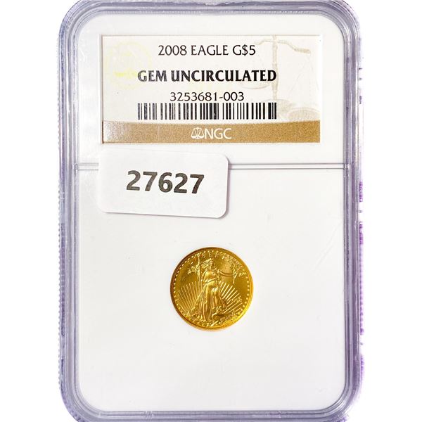 2008 $5 1/10oz American Gold Eagle NGC GEM UNC