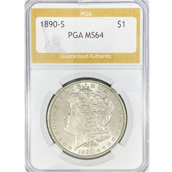 1890-S Morgan Silver Dollar PGA MS64