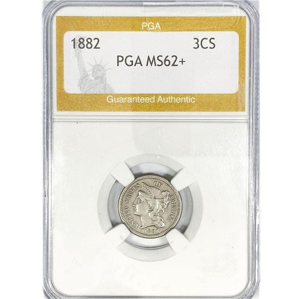 1882 Nickel Three Cent PGA MS62+