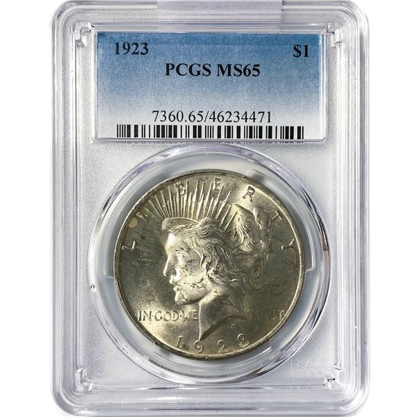 1923 Silver Peace Dollar PCGS MS65