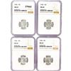 Image 1 : 1940-1945 Set (4) Mercury Silver Dime NGC MS