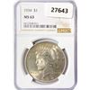 Image 1 : 1934 Silver Peace Dollar NGC MS63