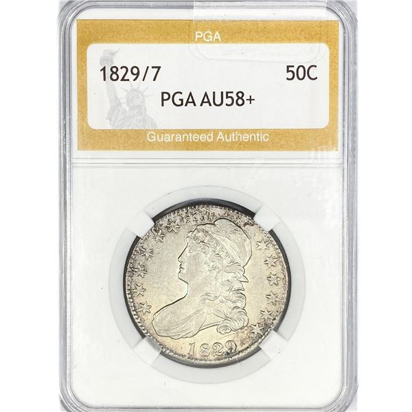 1829/7 Capped Bust Half Dollar PGA AU58+