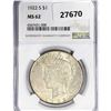 Image 1 : 1922-S Silver Peace Dollar NGC MS62