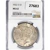 Image 1 : 1922-S Silver Peace Dollar NGC MS62
