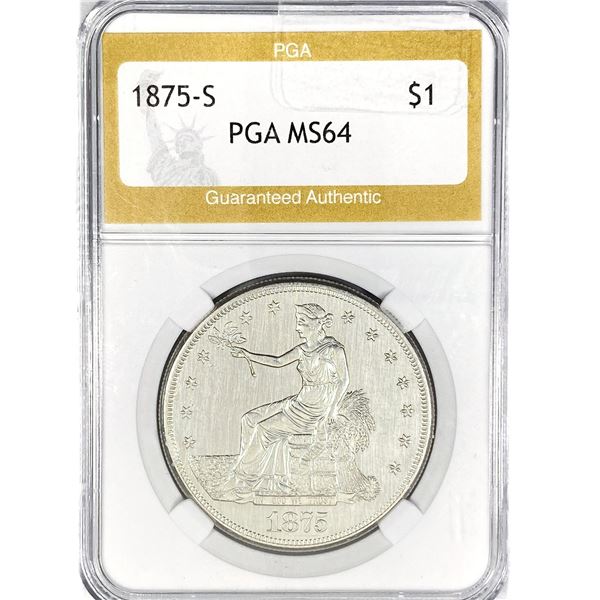 1875-S Silver Trade Dollar PGA MS64