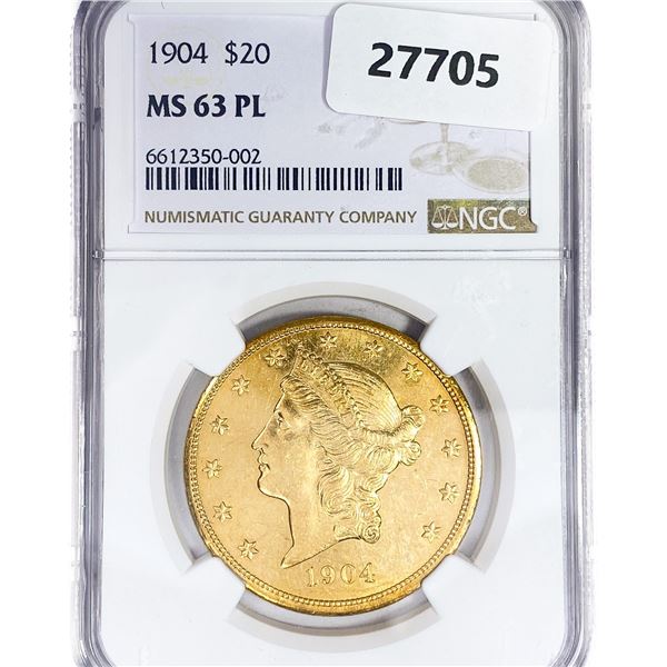 1904 $20 Gold Double Eagle NGC MS63 PL