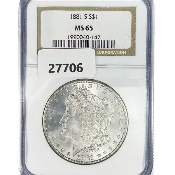 1881-S Morgan Silver Dollar NGC MS65
