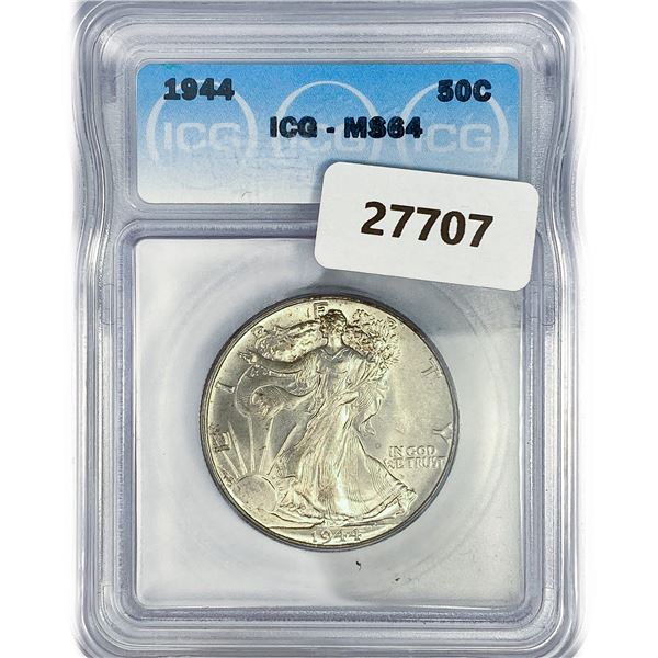 1944 Walking Liberty Half Dollar ICG MS64