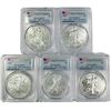Image 1 : 2016 Set (5) American Silver Eagles PCGS MS70