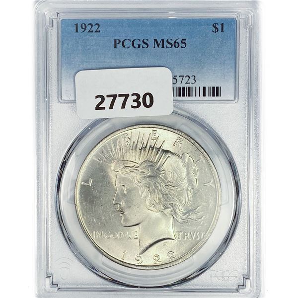 1922 Silver Peace Dollar PCGS MS65