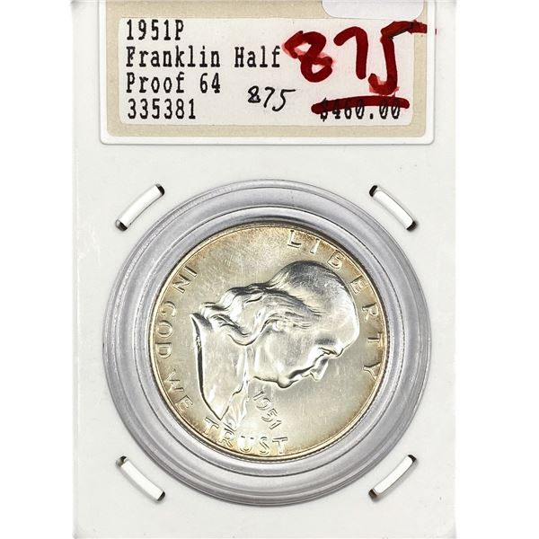 1951P Franklin Half Dollar HT Proof64