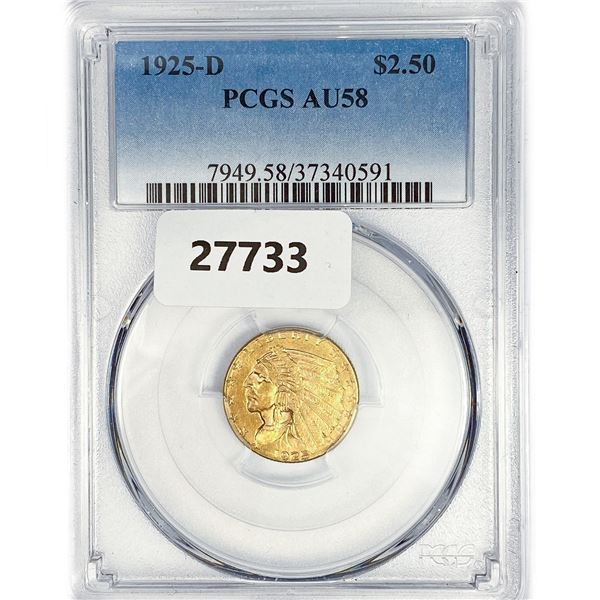 1925-D $2.50 Gold Quarter Eagle PCGS AU58