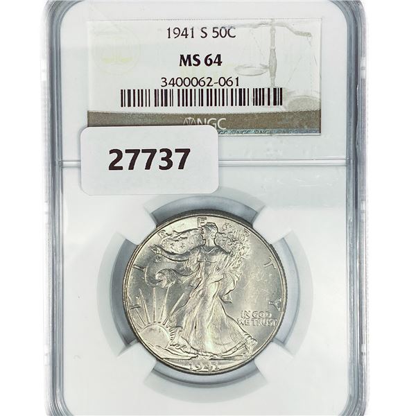 1941-S Walking Liberty Half Dollar NGC MS64