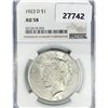 Image 1 : 1923-D Silver Peace Dollar NGC AU58