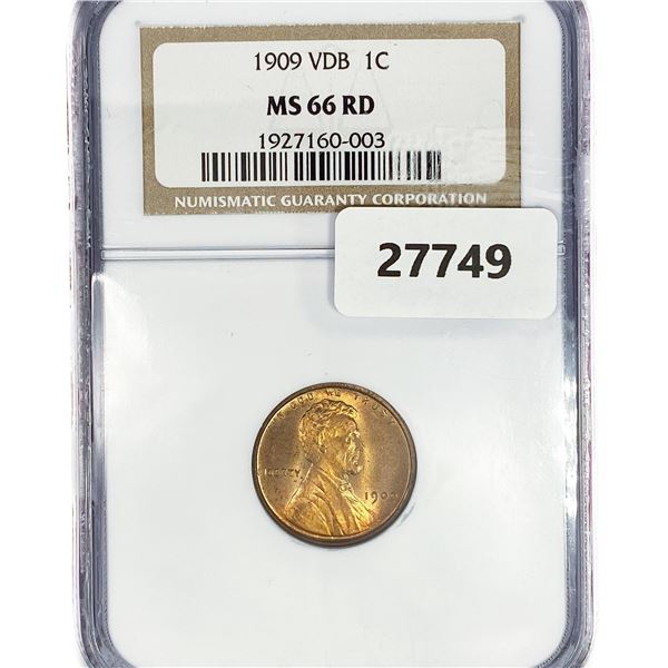 1909 VDB Wheat Cent NGC MS66 RD