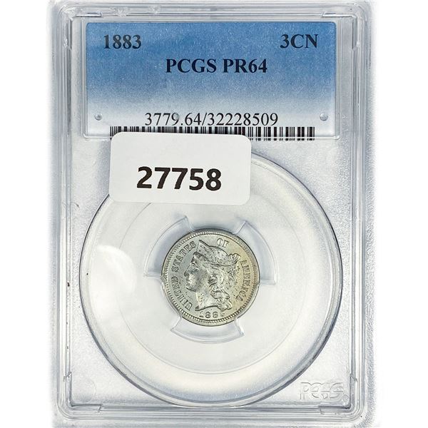 1883 Nickel Three Cent PCGS PR64