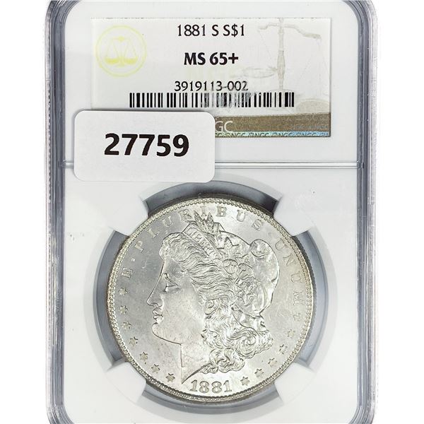 1881-S Morgan Silver Dollar NGC MS65+