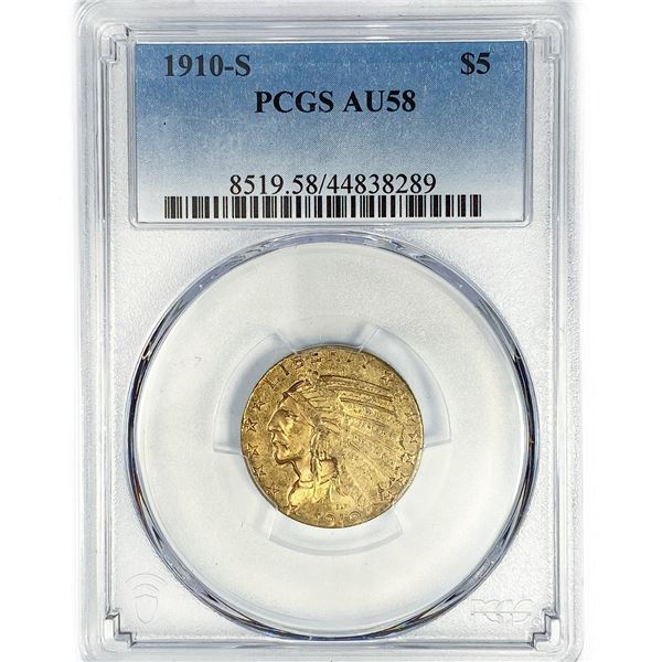 1910-S $5 Gold Half Eagle PCGS AU58