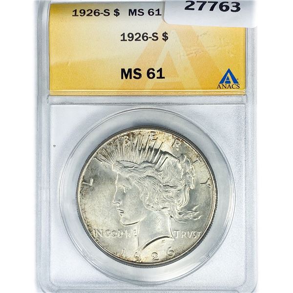 1926-S Silver Peace Dollar ANACS MS61