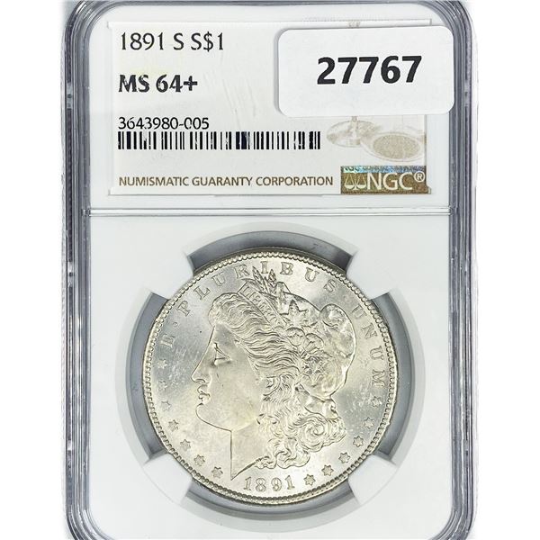 1891-S Morgan Silver Dollar NGC MS64+