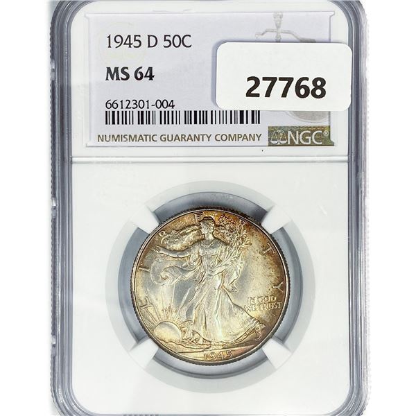 1945-D Walking Liberty Half Dollar NGC MS64
