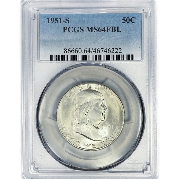 1951-S Franklin Half Dollar PCGS MS64 FBL
