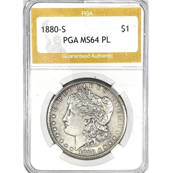1880-S Morgan Silver Dollar PGA MS64 PL