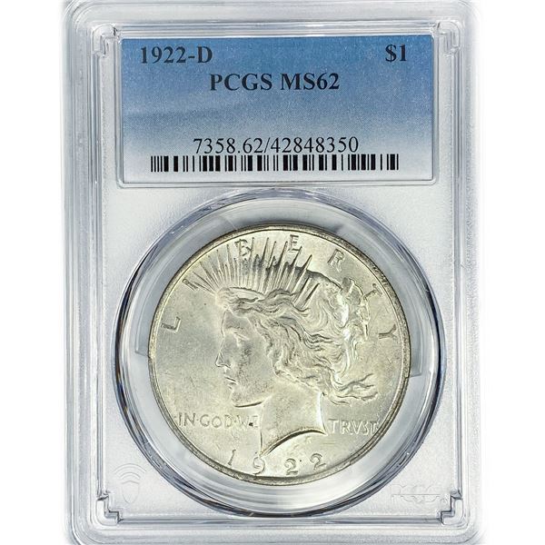 1922-D Silver Peace Dollar PCGS MS62