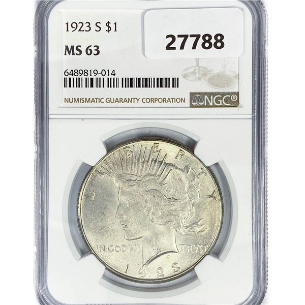 1923-S Silver Peace Dollar NGC MS63