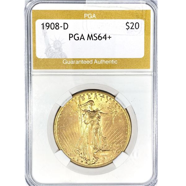 1908-D $20 Gold Double Eagle PGA MS64+
