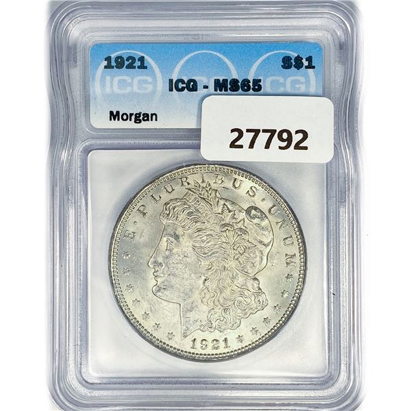 1921 Morgan Silver Dollar ICG MS65