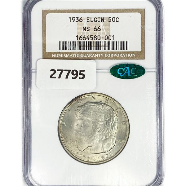 1936 CAC Elgin Half Dollar NGC MS66