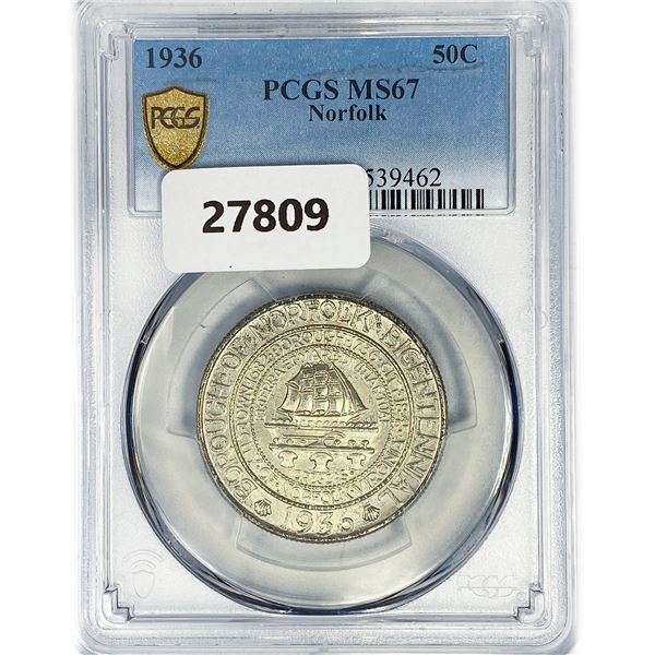 1936 Norfolk Half Dollar PCGS MS67