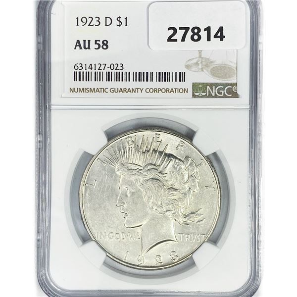 1923-D Silver Peace Dollar NGC AU58