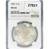 Image 1 : 1881-S Morgan Silver Dollar NGC MS66