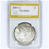 Image 1 : 1884-CC Morgan Silver Dollar PGA MS64