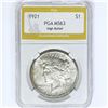 Image 1 : 1921 Silver Peace Dollar PGA MS63 High Relief