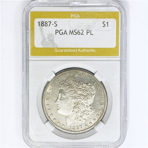 1887-S Morgan Silver Dollar PGA MS62 PL