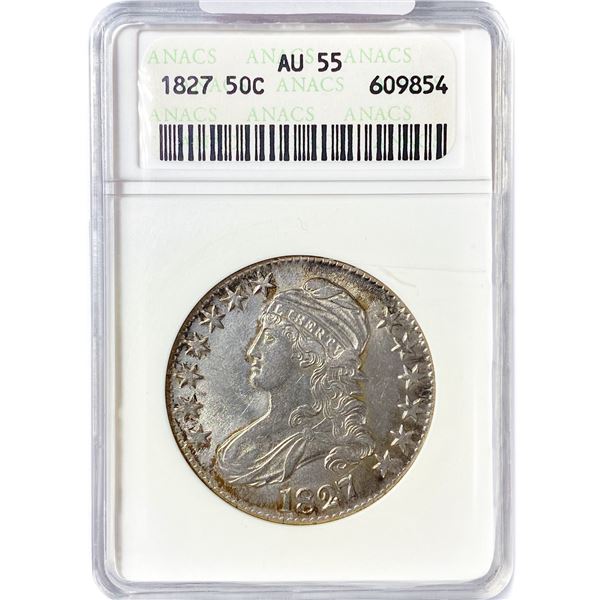 1827 Capped Bust Half Dollar ANACS AU55