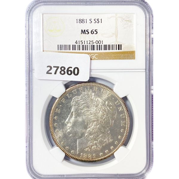 1881-S Morgan Silver Dollar NGC MS65