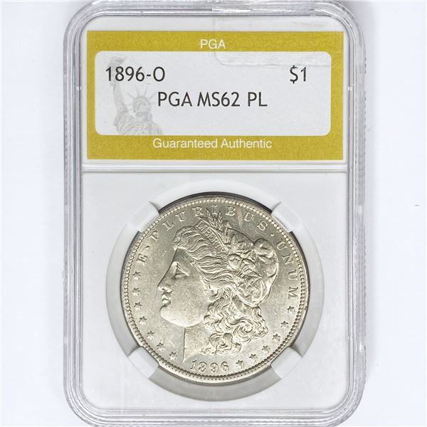 1896-O Morgan Silver Dollar PGA MS62 PL