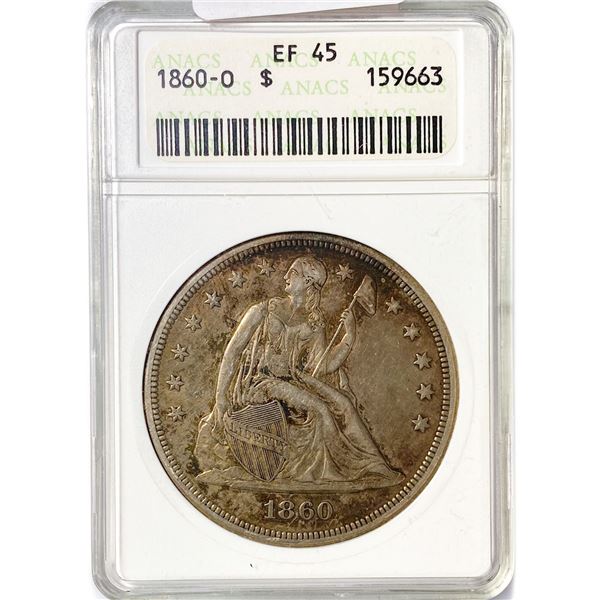1860-O Seated Liberty Dollar ANACS EF45