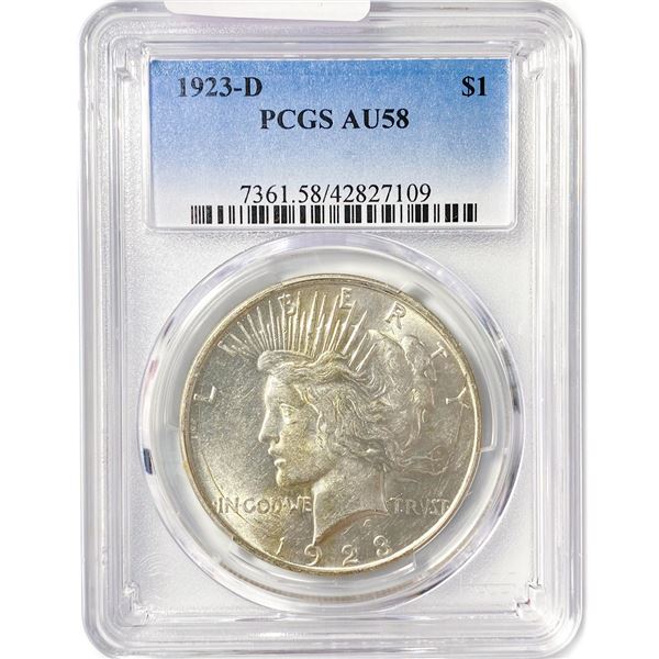 1923-D Silver Peace Dollar PCGS AU58