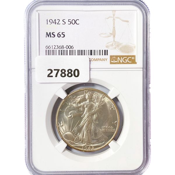 1942-S Walking Liberty Half Dollar NGC MS65