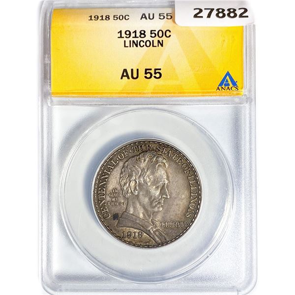 1918 Illinois Half Dollar ANACS AU55