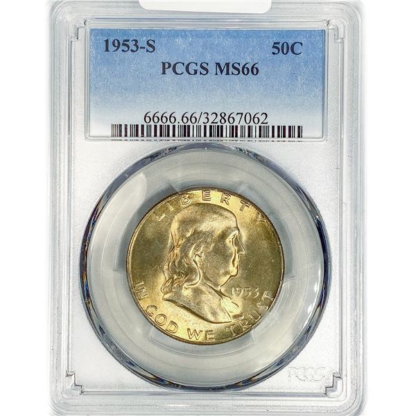1953-S Franklin Half Dollar PCGS MS66