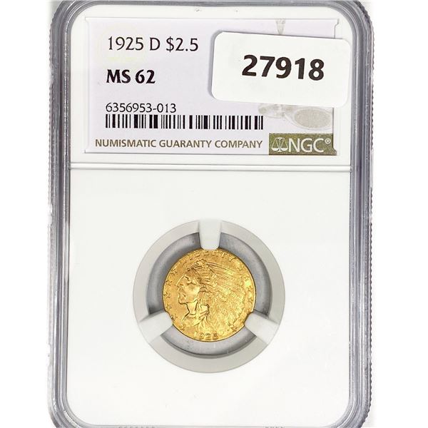1925-D $2.50 Gold Quarter Eagle NGC MS62