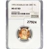 1995 DDO Lincoln Memorial Cent NGC MS67 RD